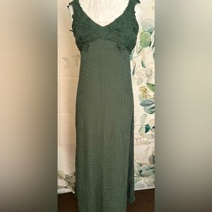 Free People embroidered Green Maxi Dress